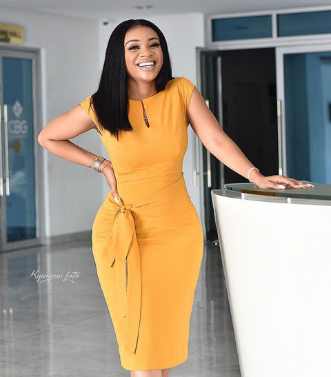 Yellow short sleeve dress