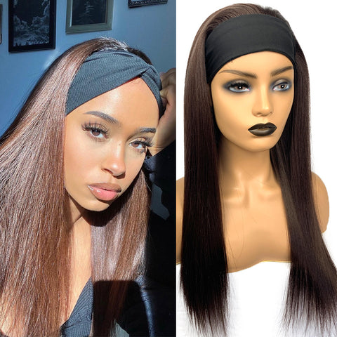 Long Straight Hair Gradient Color Chemical Fiber Headscarf Wig Headgear