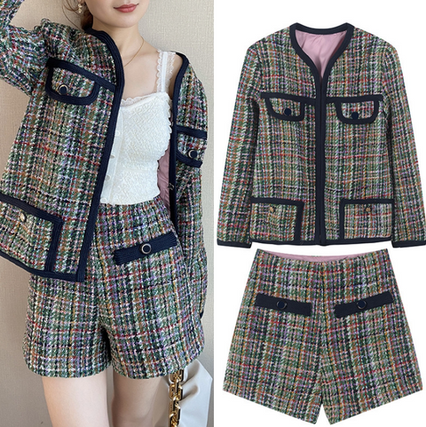 French Minority Elegant Celebrity Tweed S Family Coat Knitting Cardigan Women Shorts Suit Women\'S Open Sale