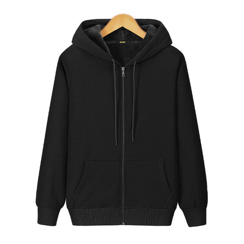Fleece Warm Men's Zipper Hooded Sweater