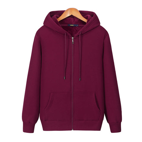 Fleece Warm Men's Zipper Hooded Sweater