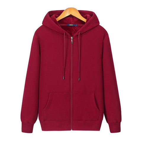 Fleece Warm Men's Zipper Hooded Sweater