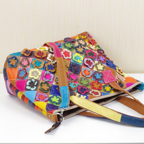 The New Leather Bag Fashion Personality Handmade Top Layer Cowhide Hit Color One-Shoulder Messenger Bag Female Bag