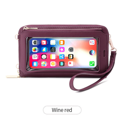 Touch Screen Mobile Phone Bag Female RFID Anti-theft Brush