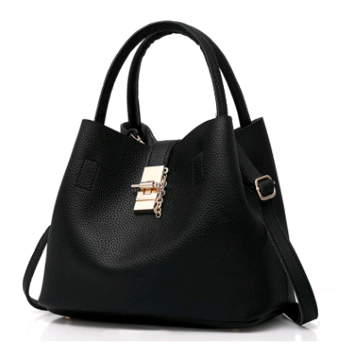 Women's bag shoulder bag thickening lychee pattern PU portable bucket bag women's mother Europe and America thick shoulder Messenger bag