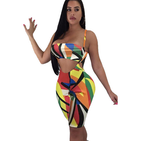 Two-piece set of halter shorts