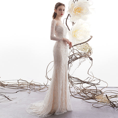 Women's Fashion Fishtail Long Sleeve Wedding Dresses