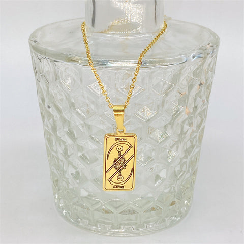 Vintage Tarot Square Tag Necklace Priest