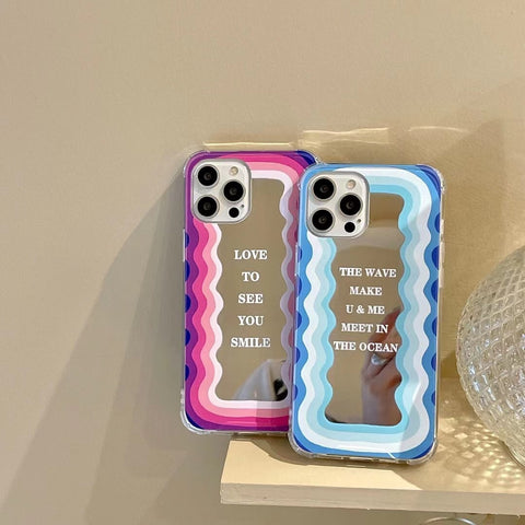 Striped Letter Mirror Phone Soft Case