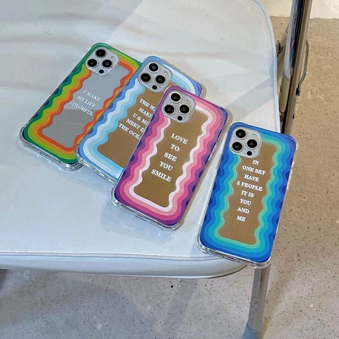 Striped Letter Mirror Phone Soft Case