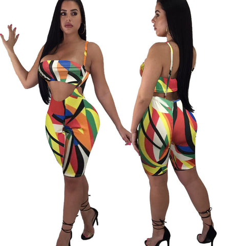 Two-piece set of halter shorts