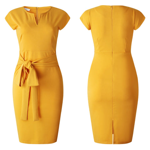 Yellow short sleeve dress