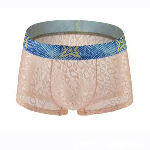 Trendy Men's Lace Transparent Boxer Briefs Comfortable Breathable Quick-drying Men's Boxers