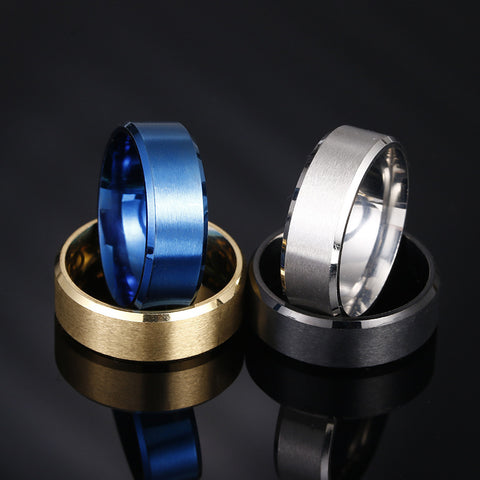 8MM Matte Stainless Steel Men's Ring