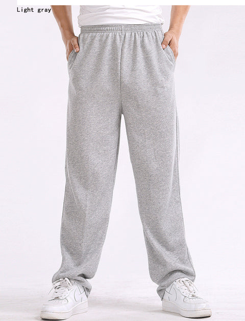 Spring And Summer Thin Elastic Waist Men's Loose Straight Leg Cotton Casual Long Pants