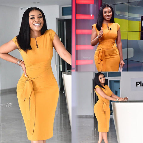 Yellow short sleeve dress