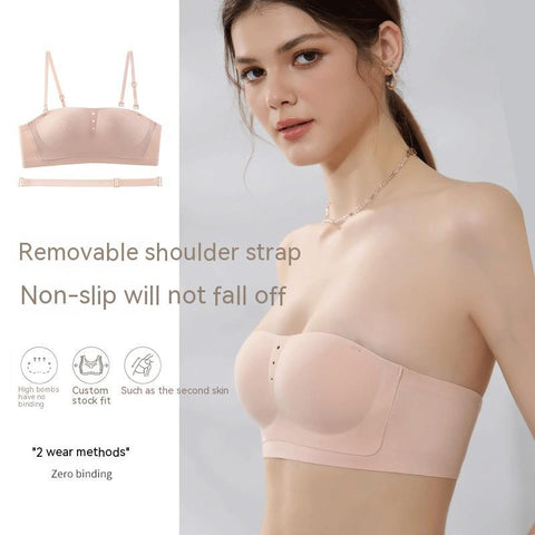 One-piece Seamless Bras Small Breast Push Up Push Up Anti-sagging Strapless Underwear For Women