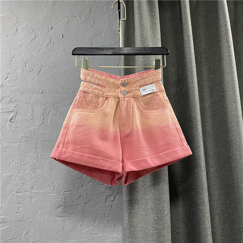 Women's Gradient Wide Leg Denim Shorts