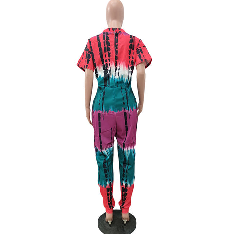 Targeted Print Loose Size Jumpsuit Women