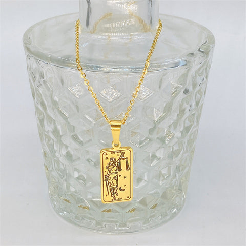 Vintage Tarot Square Tag Necklace Priest