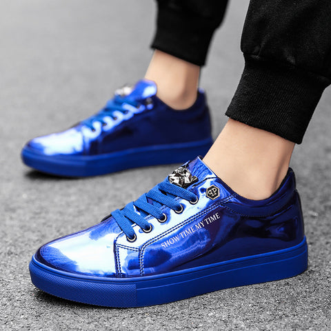 Men's Shoes Spring New Korean Fashion Board Shoes Low-top Trendy Casual Sneakers Glossy Large Size Flat Bottom Fashion Shoes