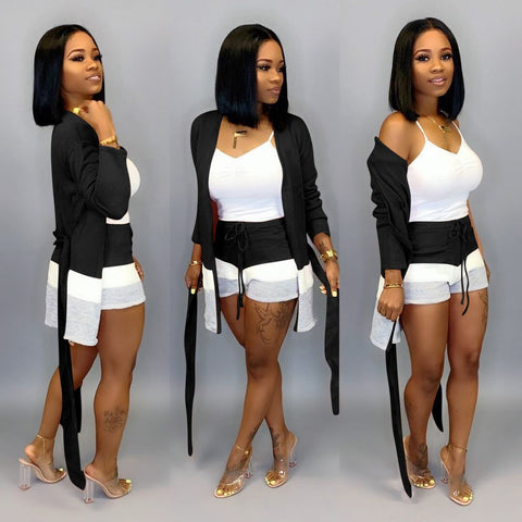 Women's Autumn And Winter Cute Cardigan Shorts Two-piece Set