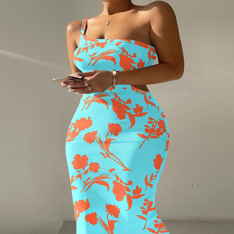 Fashion Slim New European And American Women's Print Dress