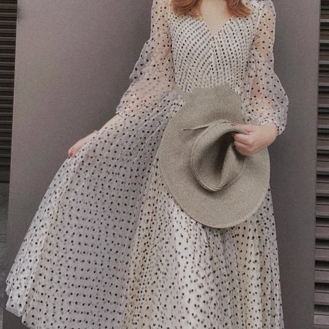 Women's Fashion Retro Mesh Dress