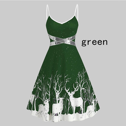 Women's Christmas Long Sleeved Plush High And Low Deep V Off Shoulder Big Swing Dress