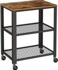 Serving Cart, 3-Tier Bar Cart on Wheels with Storage and Steel Frame, Rustic Brown ULRC78X, 15.7 X 23.6 X 30.6 Inches