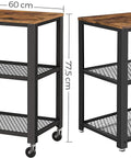 Serving Cart, 3-Tier Bar Cart on Wheels with Storage and Steel Frame, Rustic Brown ULRC78X, 15.7 X 23.6 X 30.6 Inches