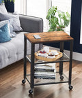 Serving Cart, 3-Tier Bar Cart on Wheels with Storage and Steel Frame, Rustic Brown ULRC78X, 15.7 X 23.6 X 30.6 Inches